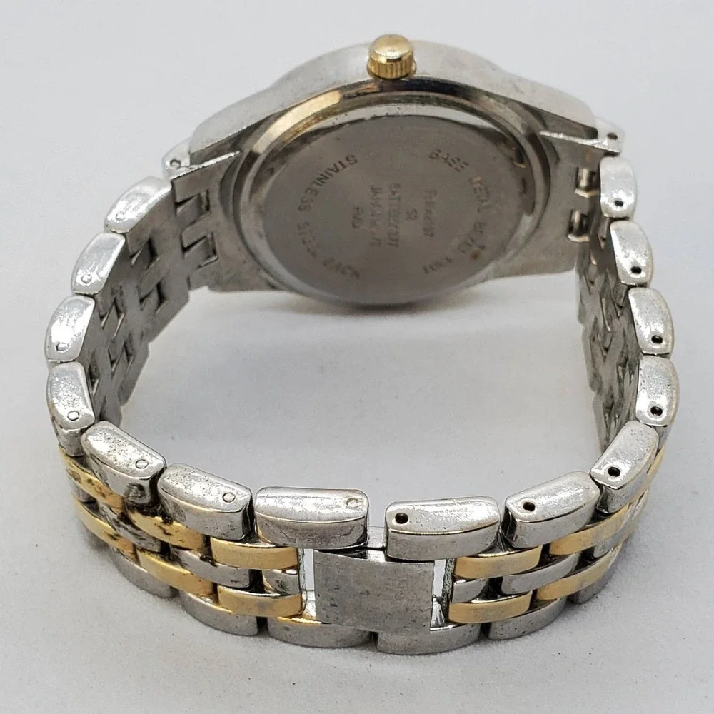 Women's Watch 35MM Crystal Bezel White Dial Gold Gray Bracelet 6